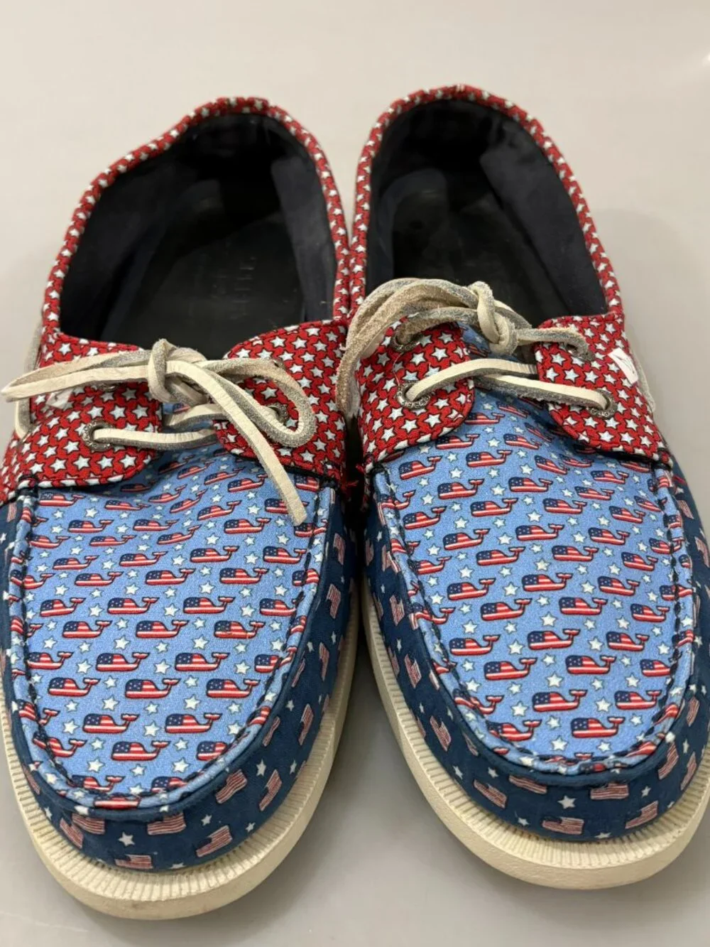 Sperry Vineyard Vines 11 Americana Authentic Flag Whale Original 2Eye Boat Shoes